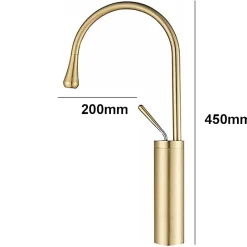 Silla Global SILLA Mitigeur lavabo moderne bec haut en Laiton, économie d'eau, Doré* Robinet Lavabo Et Vasque