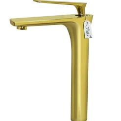 Silla Global SILLA Mitigeur lavabo moderne bec haut en Laiton, économie d'eau, Doré* Robinet Lavabo Et Vasque