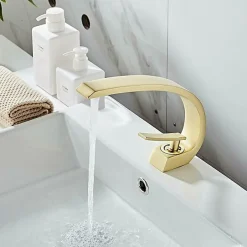 Silla Global SILLA Mitigeur lavabo moderne en Laiton, économie d'eau, Doré