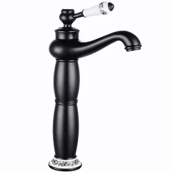 Silla Global SILLA Mitigeur lavabo retro bec haut en Laiton, économie d'eau, Noir