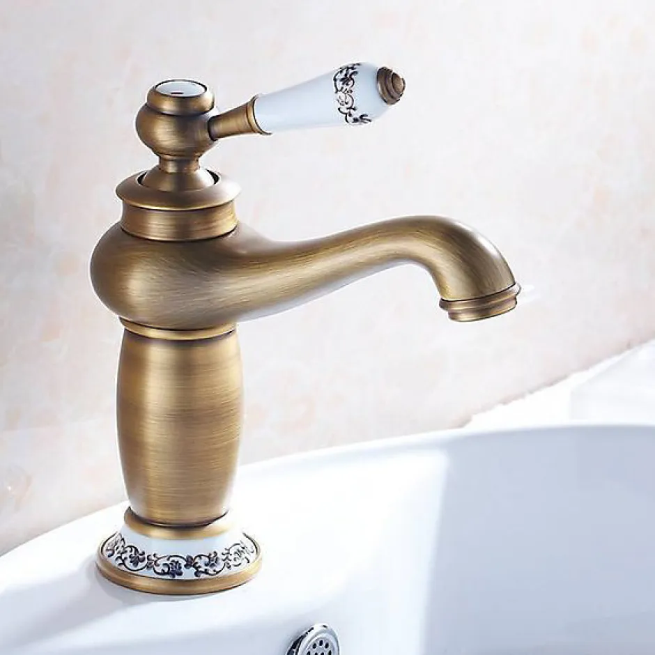 Silla Global SILLA Mitigeur lavabo retro en Laiton, économie d'eau, Vintage doré* Robinet Lavabo Et Vasque