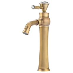 Silla Global SILLA Mitigeur lavabo retro bec haut en Laiton, économie d'eau, Vintage doré