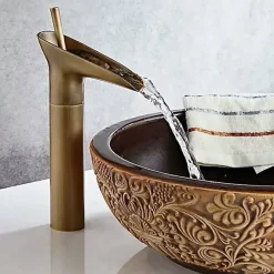 Silla Global SILLA Mitigeur lavabo retro bec haut en Laiton, économie d'eau, Vintage doré* Robinet Lavabo Et Vasque