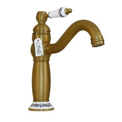 Silla Global SILLA Mitigeur lavabo retro en Laiton, économie d'eau, Vintage doré