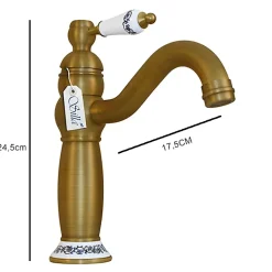 Silla Global SILLA Mitigeur lavabo retro en Laiton, économie d'eau, Vintage doré