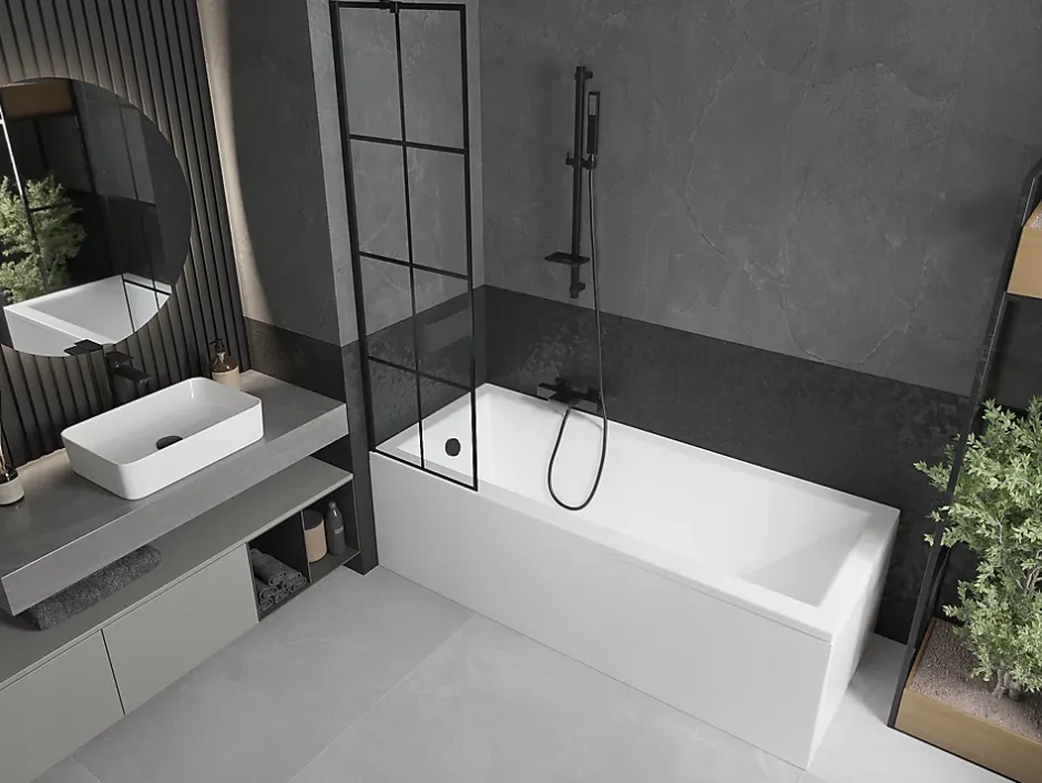 Silla Global Silla Pare-baignoire fixe, 50x150 cm, Noir