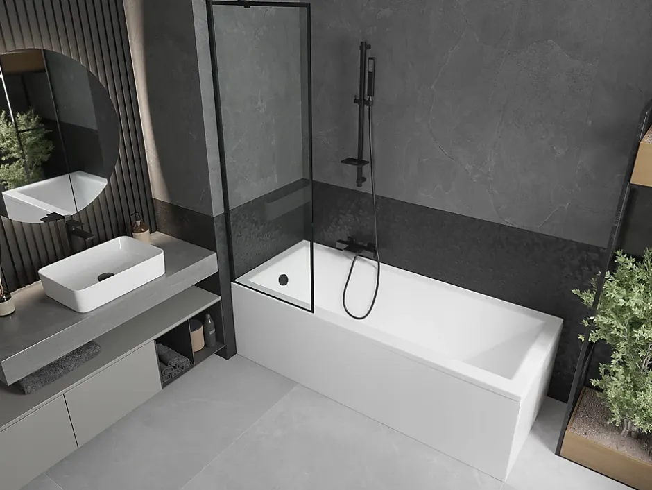 Silla Global Silla Pare-baignoire fixe, 60x150 cm, Noir* Pare-Baignoire