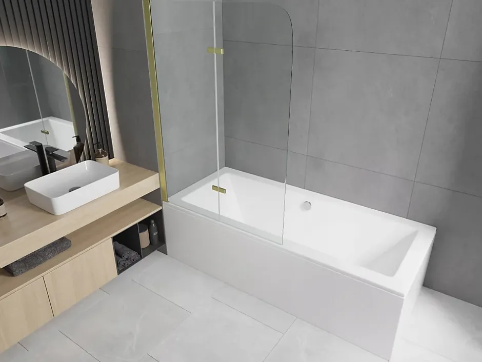 Silla Global Silla Pare-baignoire fixe, 80x140 cm, Doré* Pare-Baignoire