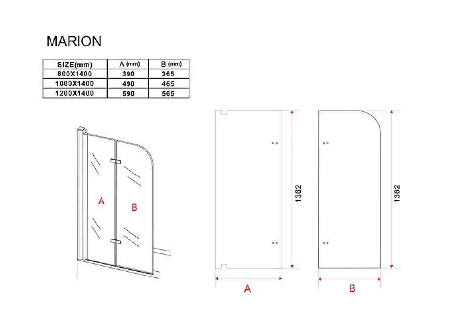 Silla Global Silla Pare-baignoire MARION, pivotant, 80x140 CM, Chromé* Pare-Baignoire