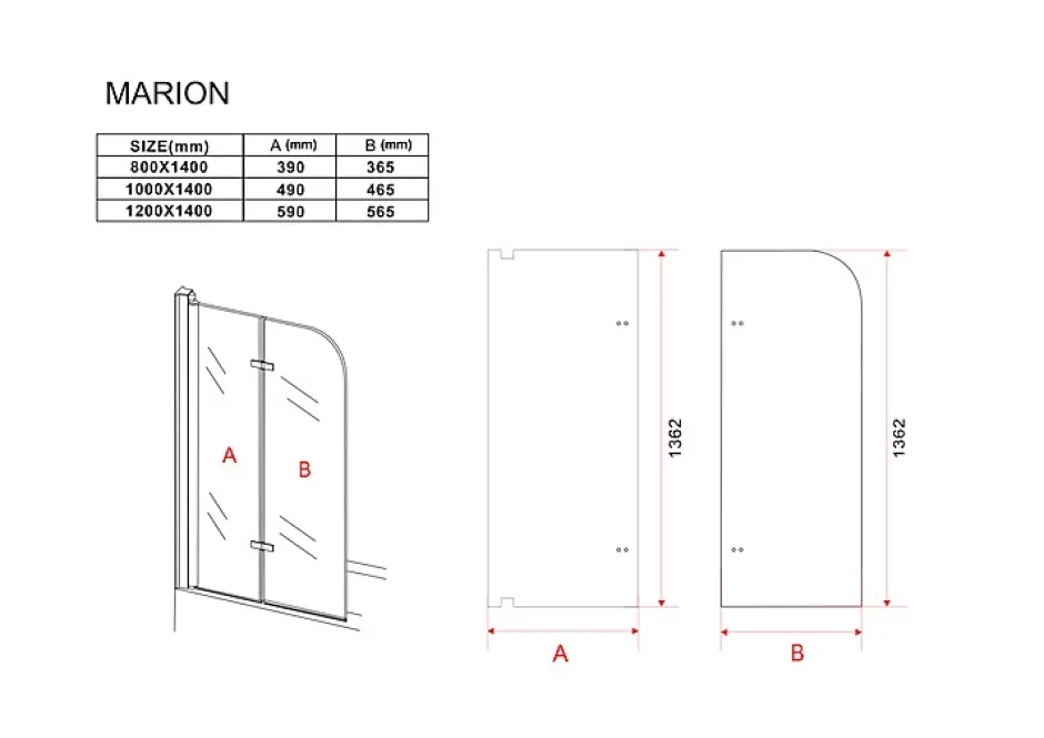 Silla Global Silla Pare-baignoire MARION, pivotant, 120x140 CM, Chromé* Pare-Baignoire