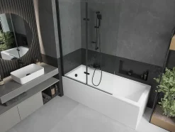 Silla Global Silla Pare-baignoire pivotant, 120x150 cm, Noir* Pare-Baignoire