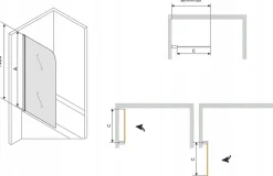 Silla Global Silla Pare-baignoire pivotant, 70x140 cm, Noir
