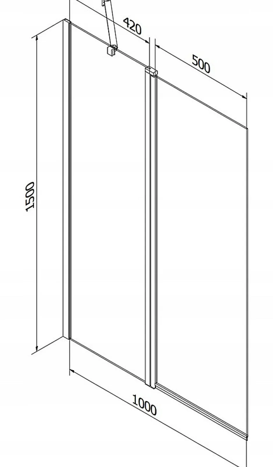 Silla Global Silla Pare-baignoire pivotant, 100x150 cm, Doré