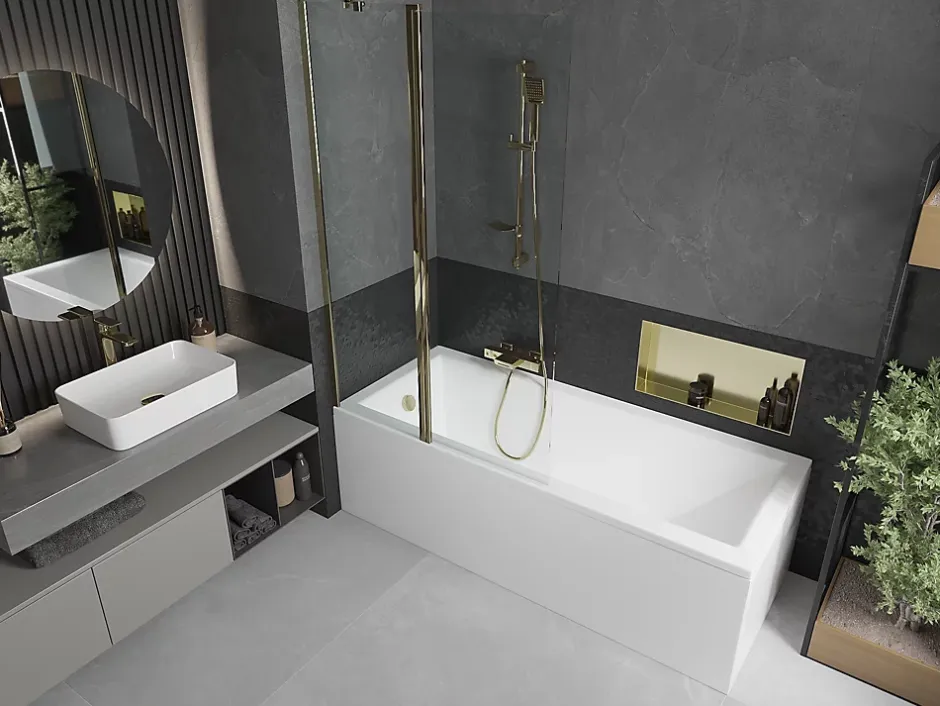 Silla Global Silla Pare-baignoire pivotant, 100x150 cm, Doré