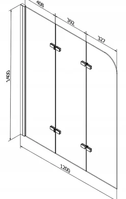 Silla Global Silla Pare-baignoire pivotant, 120x140 cm, Chromé