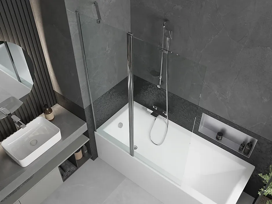 Silla Global Silla Pare-baignoire pivotant, 120x150 cm, Chromé