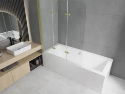 Silla Global Silla Pare-baignoire pivotant, 120x140 cm, Doré