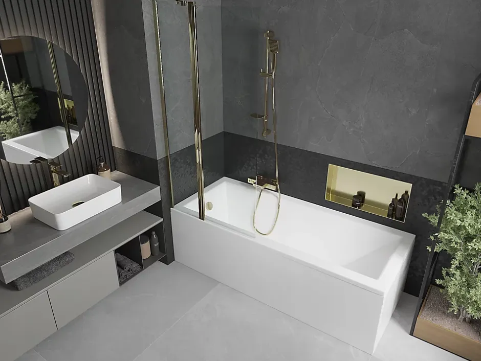Silla Global Silla Pare-baignoire pivotant, 80x150 CM, Doré* Pare-Baignoire