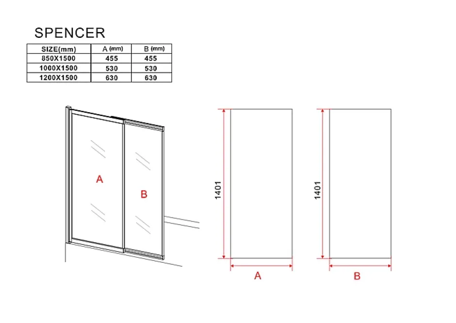 Silla Global Silla Pare-baignoire SPENCER, rabattable, 120x150 CM, Chromé* Pare-Baignoire