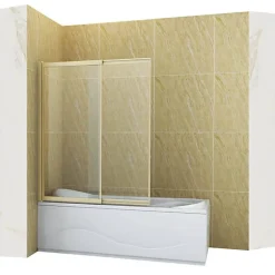 Silla Global Silla Pare-baignoire SPENCER, rabattable, 100x150 CM, Doré brossé