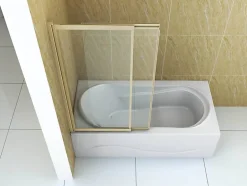 Silla Global Silla Pare-baignoire SPENCER, rabattable, 100x150 CM, Doré brossé