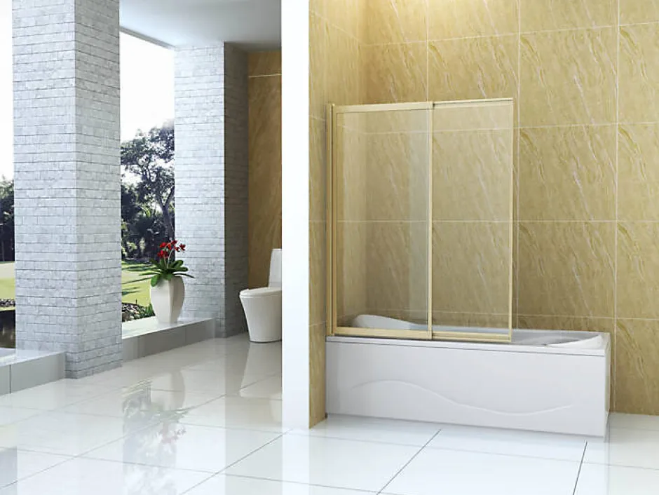 Silla Global Silla Pare-baignoire SPENCER, rabattable, 100x150 CM, Doré brossé