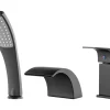 Silla Global Silla Robinet De Baignoire en Laiton sur plage 3 trous, Noir mat