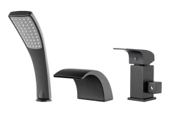 Silla Global Silla Robinet De Baignoire en Laiton sur plage 3 trous, Noir mat