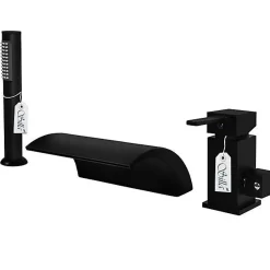 Silla Global Silla Robinet De Baignoire en Laiton sur plage 3 trous, Noir mat* Robinet De Baignoire