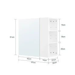 Sobuy Armoire Murale avec Miroir, 1 Porte 3 Compartiments, Étagères Réglables, Blanche