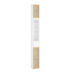 Sobuy Colonne d'Armoire pour Salle de Bain avec 6 Étagères Réglables, Blanche, 20x20x180 cm, BZR34-BW* Colonne De Salle De Bains