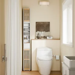 Sobuy Colonne d'Armoire pour Salle de Bain avec 6 Étagères Réglables, Blanche, 20x20x180 cm, BZR34-BW* Colonne De Salle De Bains