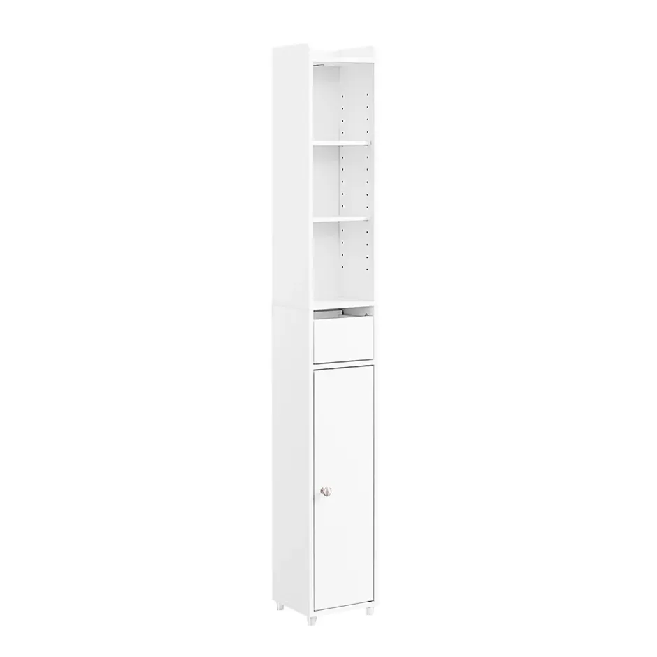Sobuy Colonne de Salle de Bain avec Porte et Tiroir Résistant à l'Humidité Blanc* Colonne De Salle De Bains