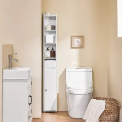 Sobuy Colonne de Salle de Bain avec Porte et Tiroir Résistant à l'Humidité Blanc* Colonne De Salle De Bains