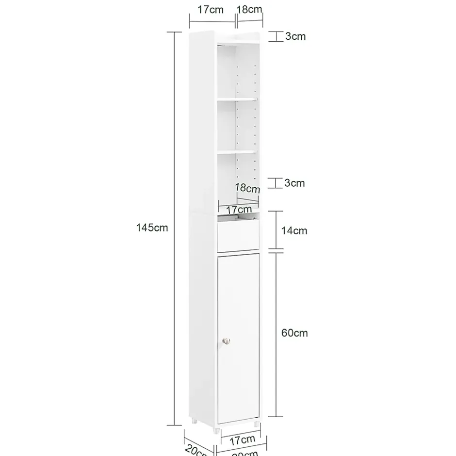 Sobuy Colonne de Salle de Bain avec Porte et Tiroir Résistant à l'Humidité Blanc* Colonne De Salle De Bains