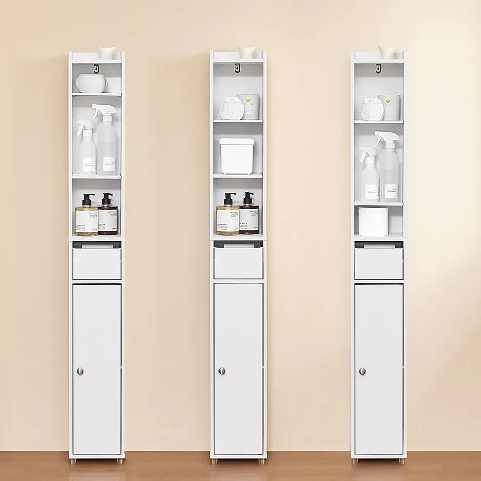 Sobuy Colonne de Salle de Bain avec Porte et Tiroir Résistant à l'Humidité Blanc* Colonne De Salle De Bains