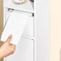 Sobuy Colonne de Salle de Bain avec Porte et Tiroir Résistant à l'Humidité Blanc* Colonne De Salle De Bains