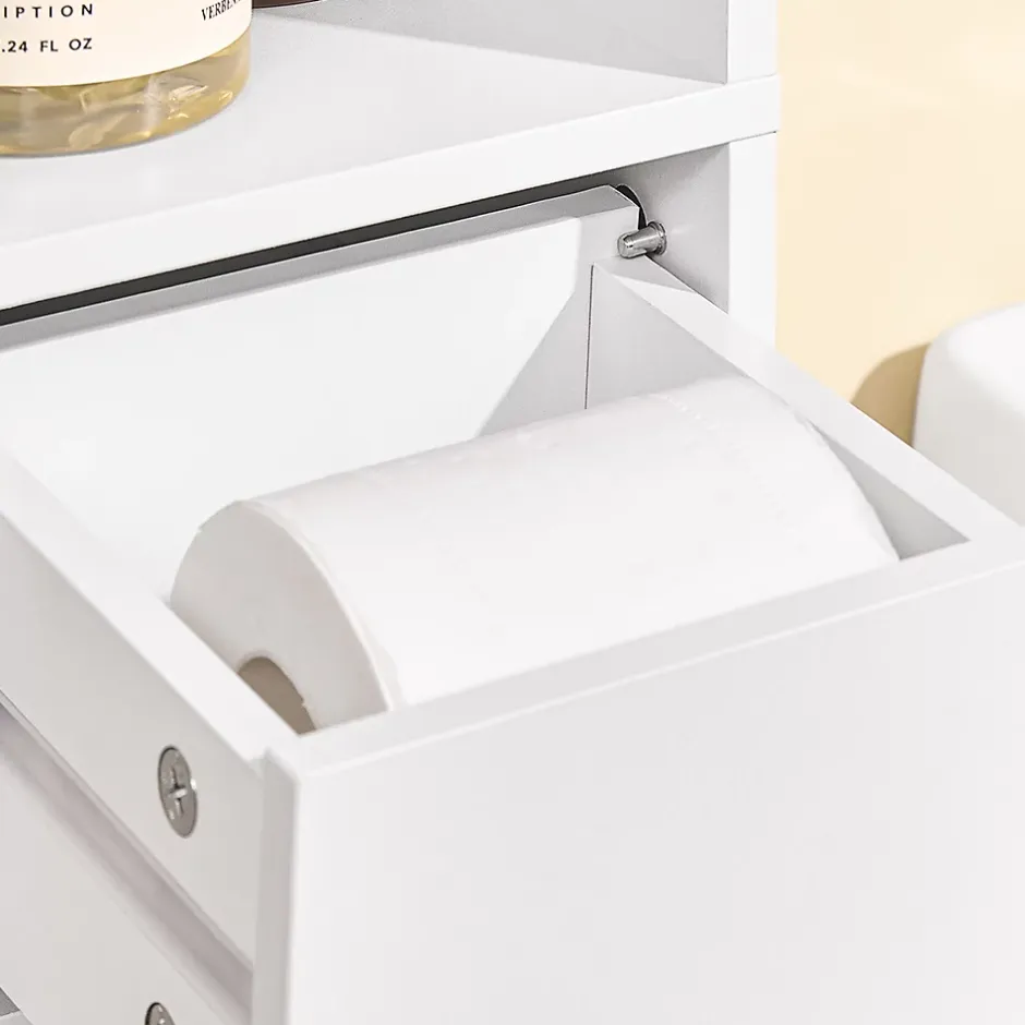 Sobuy Colonne de Salle de Bain avec Porte et Tiroir Résistant à l'Humidité Blanc* Colonne De Salle De Bains