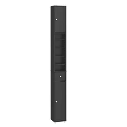 Sobuy Colonne de salle de bain étanche avec étagères et tiroirs réglables, MDF noir* Colonne De Salle De Bains
