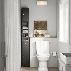 Sobuy Colonne de salle de bain étanche avec étagères et tiroirs réglables, MDF noir* Colonne De Salle De Bains