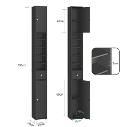 Sobuy Colonne de salle de bain étanche avec étagères et tiroirs réglables, MDF noir* Colonne De Salle De Bains