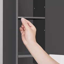 Sobuy Colonne de salle de bain étanche avec étagères et tiroirs réglables, MDF noir* Colonne De Salle De Bains
