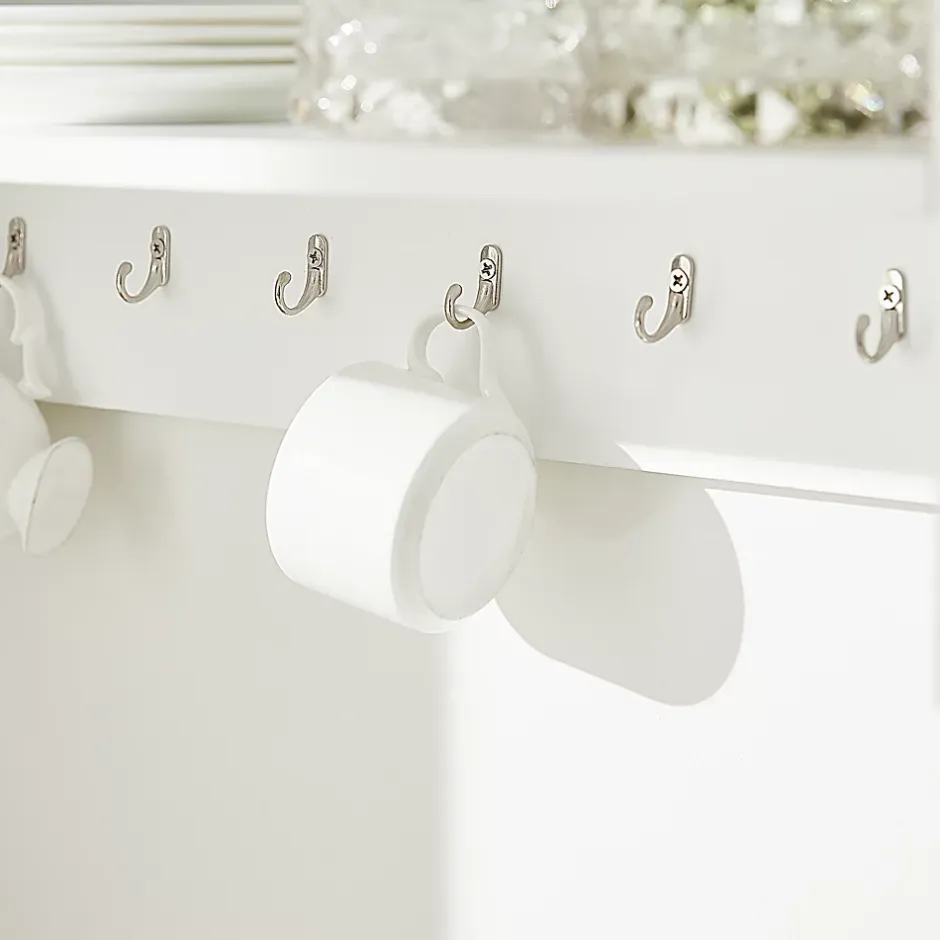 Sobuy KCR09-W Porte-Assiettes Murale, Meuble de Rangement d'Assiettes et Epices, Etagère Murale Blanche* Tablier Et Habillage De Baignoire
