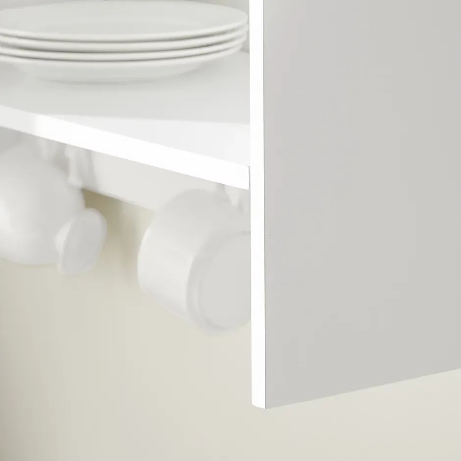 Sobuy KCR09-W Porte-Assiettes Murale, Meuble de Rangement d'Assiettes et Epices, Etagère Murale Blanche* Tablier Et Habillage De Baignoire