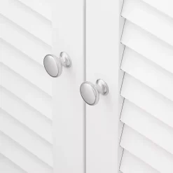 Sobuy Meuble Lavabo Salle de Bain 2 Portes 2 Étages Blanc en Bois Naturel
