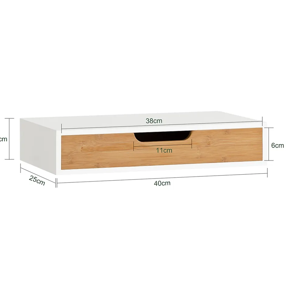 Sobuy Étagère Murale avec Tiroir - Étagère Flottante Moderne Blanche & Nature* Armoire De Salle De Bains