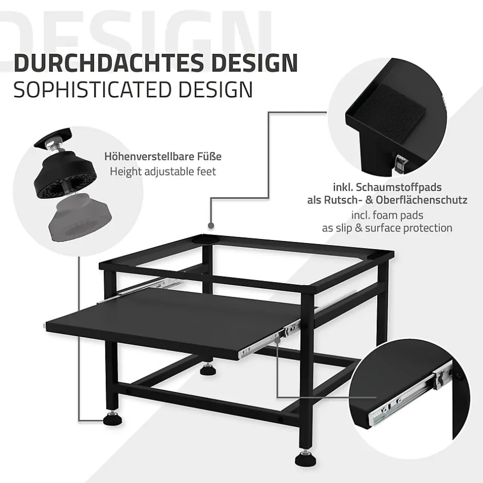 Ml-Design Socle de machine à laver avec étagère extensible base sèche-linge en acier noir* Etendoir À Linge