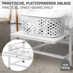 Ml-Design Socle de machine à laver avec étagère extensible base sèche-linge en acier blanc