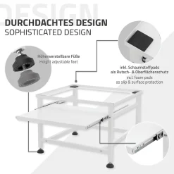 Ml-Design Socle de machine à laver avec étagère extensible base sèche-linge en acier blanc