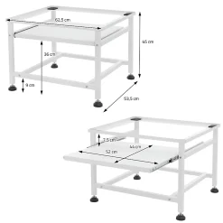 Ml-Design Socle de machine à laver avec étagère extensible base sèche-linge en acier blanc